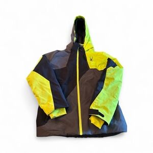 Spyder Ambush Ski/snowboard/Winter-sports Jacket in Neon Yellow, Gray & Black.